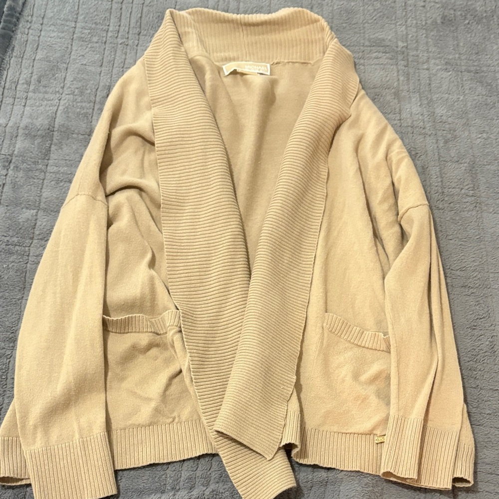 Michael Kors Tan Open-Front Cardigan